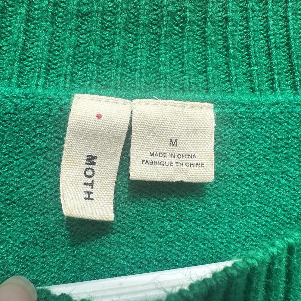MOTH Anthropologie Kelly Green Puff  Half Sleeve Knit Sweater Connelly Women's M - Picture 4 of 8